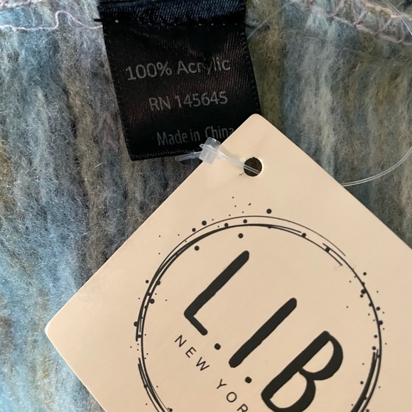 LIB New York Striped Cowl Neck Poncho - Picture 11 of 12